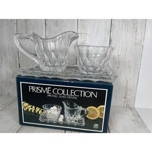 Genuine Lead Crystal Cream and Sugar Set with Tray, Handcut, Made in Germany